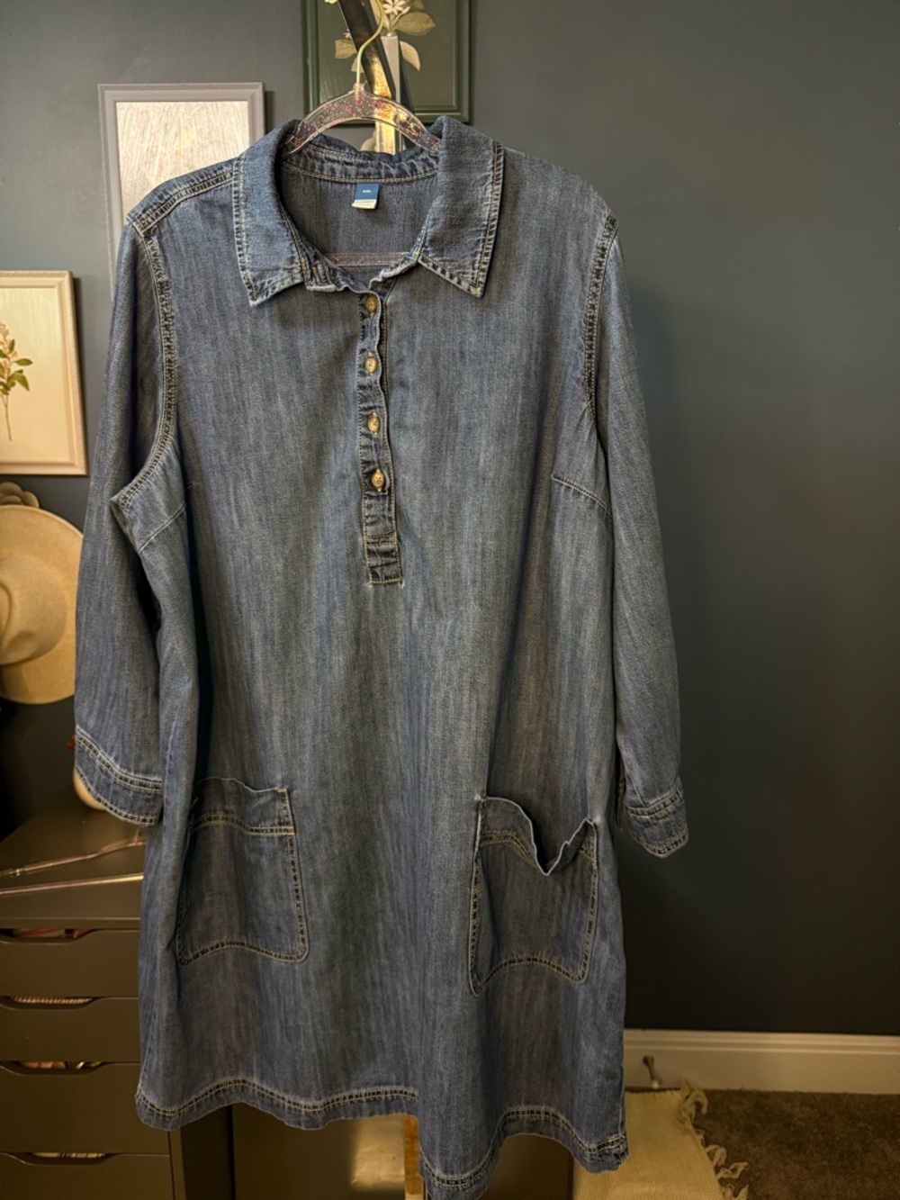 Old Navy Denim Shirt Mini Dress in Dark Wash